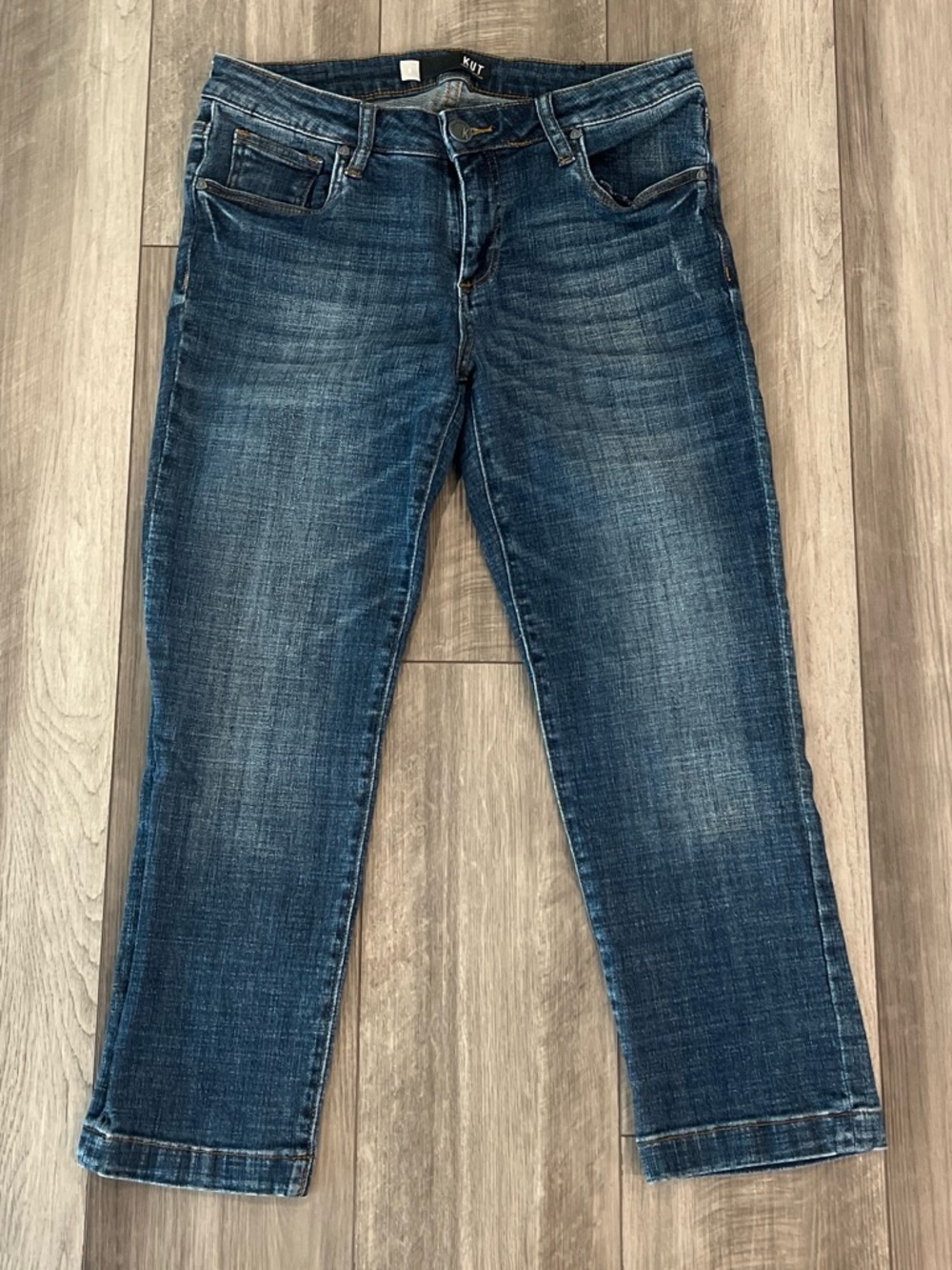 Kut from the Kloth Dark Wash Lauren Crop Straight Leg Jeans